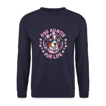 Berner Sennenhund Dog Aunt Fur Life - Unisex Pullover - Navy - Vorne - Alina (178cm) & Michal (187cm)