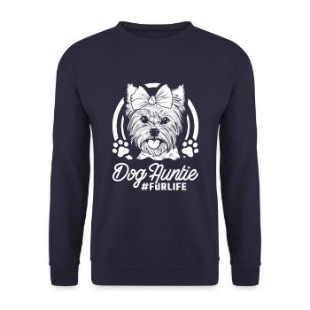 Yorkshire Terrier Dog Aunt Fur Life - Unisex Pullover - Navy - Vorne - Alina (178cm) & Michal (187cm)