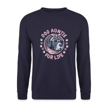 Deutsche Dogge Dog Aunt Fur Life - Unisex Pullover - Navy - Vorne - Alina (178cm) & Michal (187cm)