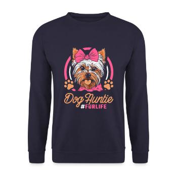 Yorkshire Terrier Dog Aunt Fur Life - Unisex Pullover - Navy - Vorne - Alina (178cm) & Michal (187cm)