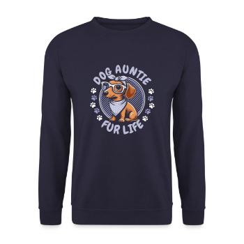 Dackel Dachshund Dog Aunt Fur Life - Unisex Pullover - Navy - Vorne - Alina (178cm) & Michal (187cm)