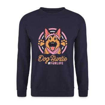 Schäferhund Dog Aunt Fur Life - Unisex Pullover - Navy - Vorne - Alina (178cm) & Michal (187cm)