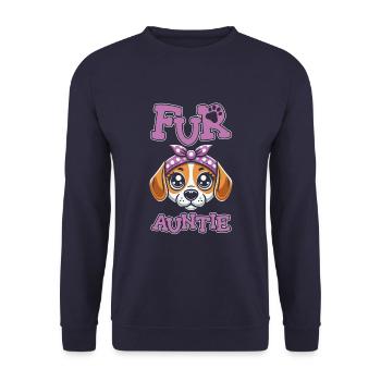 Beagle Hundetante Fur Auntie - Unisex Pullover - Navy - Vorne - Alina (178cm) & Michal (187cm)