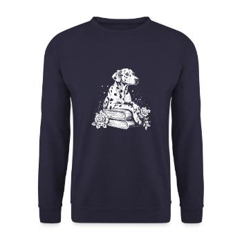 Dalmatian Flower Book Reader Floral Cottagecore - Unisex Sweatshirt - navy - Front - Alina (178cm) & Michal (187cm)