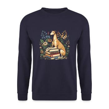 Greyhound Greyhound Flower Book Reader - Unisex Sweatshirt - navy - Front - Alina (178cm) & Michal (187cm)