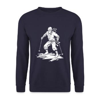 Skiing Après Ski Skiing Ninja - Unisex Sweatshirt - navy - Front - Alina (178cm) & Michal (187cm)