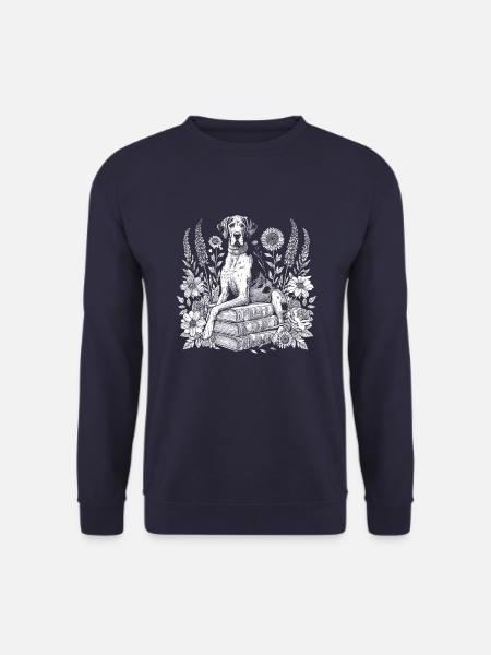 Great Dane Flower -kirjan lukija - Unisex svetaripaita - laivasto sininen