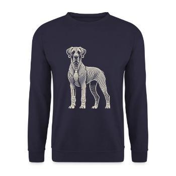 Deutsche Dogge Fingerabdruck - Unisex Pullover - Navy - Vorne - Alina (178cm) & Michal (187cm)