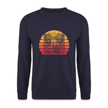 Bichon Frize Flower Book Reader Floral Cottagecore - Unisex Sweatshirt - navy - Front - Alina (178cm) & Michal (187cm)