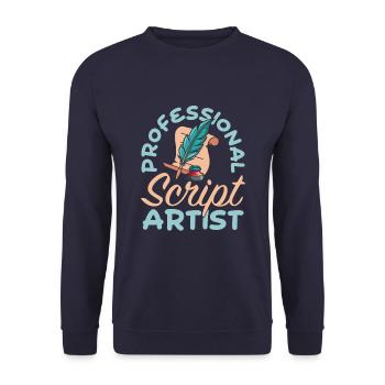 Kalligraph - Unisex Pullover - Navy - Vorne - Alina (178cm) & Michal (187cm)