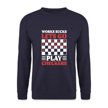 Board Game Checkers - Unisex Sweatshirt - navy - Front - Alina (178cm) & Michal (187cm)