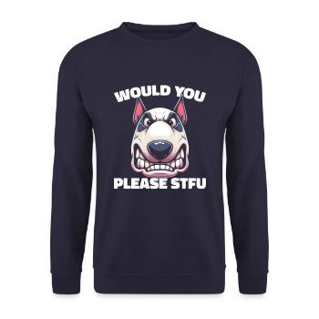 Bull Terrier, taisez-vous, s’il vous plaît, taisez-vous - Sweat-shirt Unisexe - marine - Devant - Alina (178cm) & Michal (187cm)