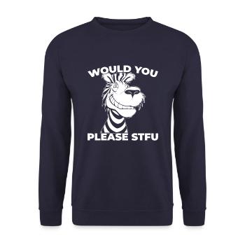 Zebra Stfu Would You Please Shut Up - Unisex Sweatshirt - navy - Front - Alina (178cm) & Michal (187cm)