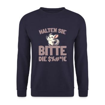 Chinchilla Halten Sie Bitte Die Fresse - Unisex Pullover - Navy - Vorne - Alina (178cm) & Michal (187cm)