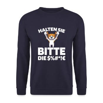 Beagle Halten Sie Bitte Die Fresse - Unisex Pullover - Navy - Vorne - Alina (178cm) & Michal (187cm)