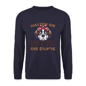 Bernhardiner Halten Sie Bitte Die Fresse - Unisex Pullover - Navy - Vorne - Alina (178cm) & Michal (187cm)