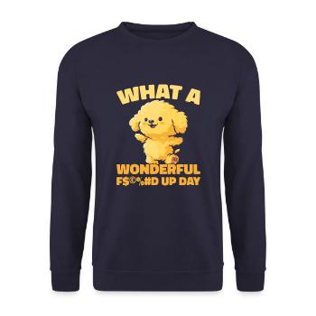 Golden Doodle Fucked Up Day - Unisex Pullover - Navy - Vorne - Alina (178cm) & Michal (187cm)