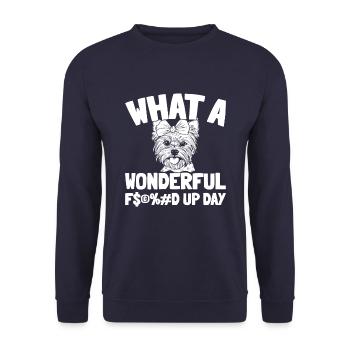 Yorkshire Terrier Fucked Up Day - Unisex Sweatshirt - navy - Front - Alina (178cm) & Michal (187cm)