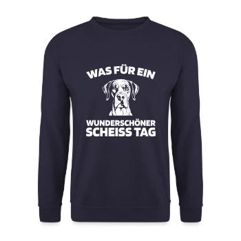 Great Dane, please keep your mouth shut - Unisex Sweatshirt - navy - Front - Alina (178cm) & Michal (187cm)