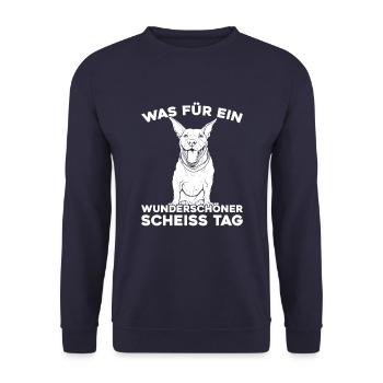 Bull Terriers, please keep your mouth shut - Unisex Sweatshirt - navy - Front - Alina (178cm) & Michal (187cm)