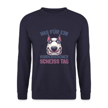 Bull Terriers, please keep your mouth shut - Unisex Sweatshirt - navy - Front - Alina (178cm) & Michal (187cm)
