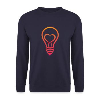 Light bulb with heart - Unisex Sweatshirt - navy - Front - Alina (178cm) & Michal (187cm)
