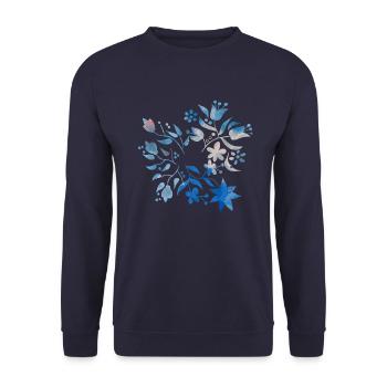 Fleurs et feuilles - Sweat-shirt Unisexe - marine - Devant - Alina (178cm) & Michal (187cm)
