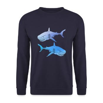 Sharks - Unisex Sweatshirt - navy - Front - Alina (178cm) & Michal (187cm)