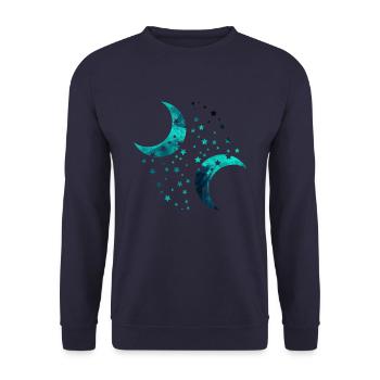 Mond und Sterne - Unisex Pullover - Navy - Vorne - Alina (178cm) & Michal (187cm)