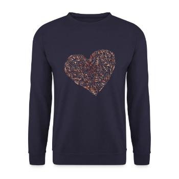 Blumen Herz - Unisex Pullover - Navy - Vorne - Alina (178cm) & Michal (187cm)