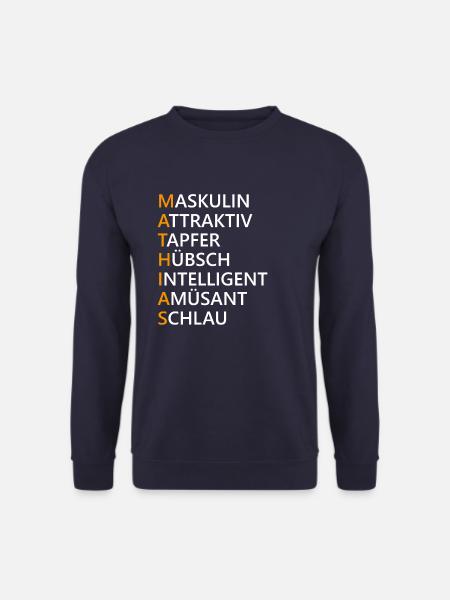 Mathias Name Geschenk - Unisex Pullover - Navy