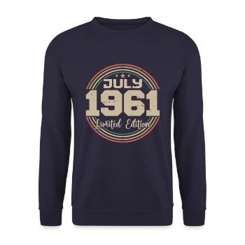 1961 Birthday July 1961 Gift July 1961 - Unisex Sweatshirt - navy - Front - Alina (178cm) & Michal (187cm)