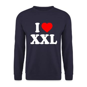 I love xxl - Sweat-shirt Unisexe - marine - Devant - Alina (178cm) & Michal (187cm)