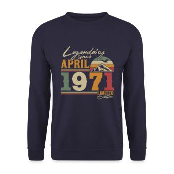 Millésime avril 1971 Rétro Vintage anniversaire - Sweat-shirt Unisexe - marine - Devant - Alina (178cm) & Michal (187cm)