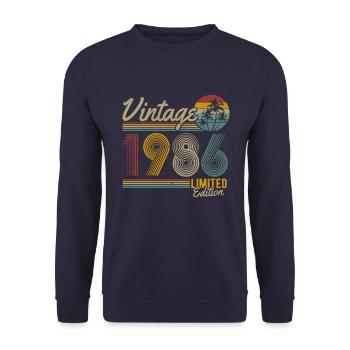 Née en 1986 naissance rétro anniversaire - Sweat-shirt Unisexe - marine - Devant - Alina (178cm) & Michal (187cm)