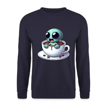 Alien Alien Buveur de café Caféine - Sweat-shirt Unisexe - marine - Devant - Alina (178cm) & Michal (187cm)