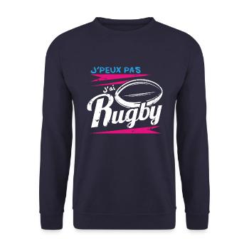 J'Peux pas j'ai Rugby - Sweat-shirt Unisexe - marine - Devant - Alina (178cm) & Michal (187cm)
