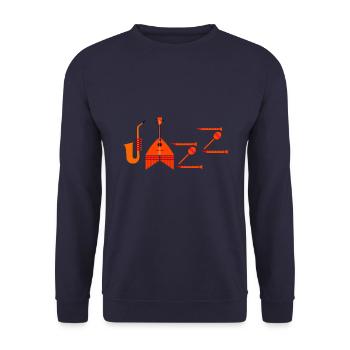 Music Instruments Jazz Guitar Clef - Unisex Sweatshirt - navy - Front - Alina (178cm) & Michal (187cm)