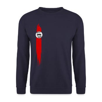 Streifen von Berlin Rot - Unisex Pullover - Navy - Vorne - Alina (178cm) & Michal (187cm)