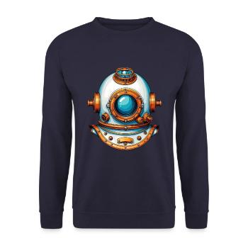 Nostalgischer Taucherhelm Tiefseetaucherhelm - Unisex Pullover - Navy - Vorne - Alina (178cm) & Michal (187cm)