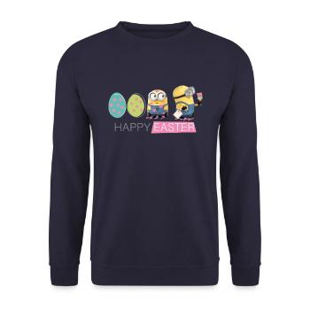 Minions With Easter Eggs Happy Easter - Unisex Sweatshirt - navy - Front - Alina (178cm) & Michal (187cm)