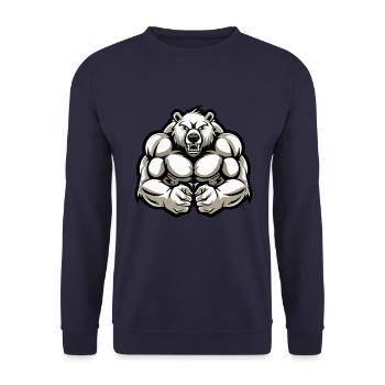 Polar Bear Muscles Bodybuilding Polar Bear - Unisex Sweatshirt - navy - Front - Alina (178cm) & Michal (187cm)