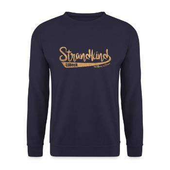 AM MEER ZU HAUSE - Lübecker Strandkind - Unisex Pullover - Navy - Vorne - Alina (178cm) & Michal (187cm)