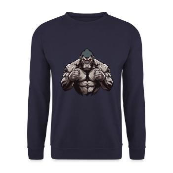 Gorilla Muscles - Unisex Sweatshirt - navy - Front - Alina (178cm) & Michal (187cm)