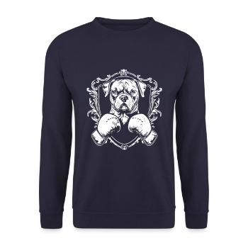Hund Boxer Boxen MMA - Unisex Pullover - Navy - Vorne - Alina (178cm) & Michal (187cm)