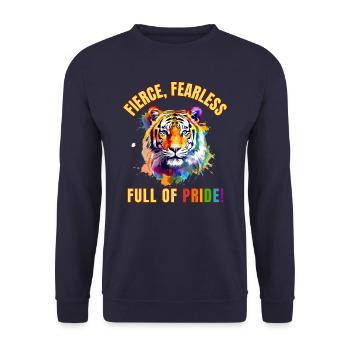 Gay Pride - Fierce, Fearless and full of Pride! - Unisex Sweatshirt - navy - Front - Alina (178cm) & Michal (187cm)