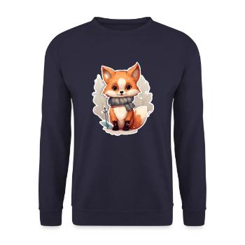Fox in winter look - Unisex Sweatshirt - navy - Front - Alina (178cm) & Michal (187cm)