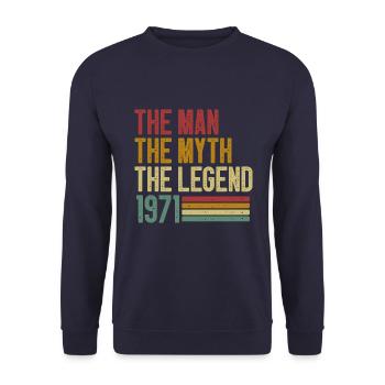 L'homme le mythe la légende 1971 - Sweat-shirt Unisexe - marine - Devant - Alina (178cm) & Michal (187cm)