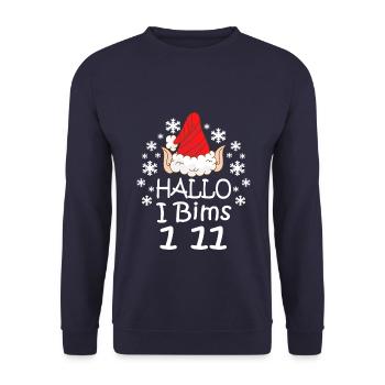 Hello I Pims 1 11 Christmas elf Santa Claus - Unisex Sweatshirt - navy - Front - Alina (178cm) & Michal (187cm)
