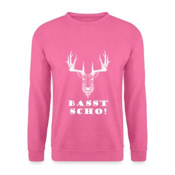 Basst Scho! Bayern Elch Hirsch Bayrisch - Unisex Pullover - Pink - Vorne
